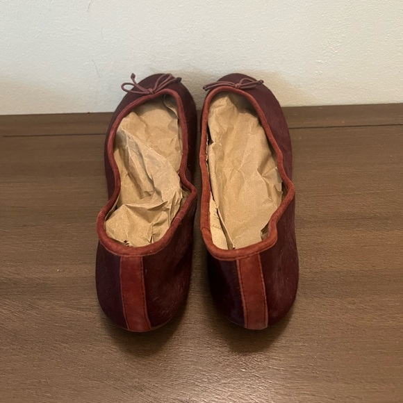 LORD & TAYLOR Ballet Flat Burgundy Ponyhair - Picture 5 of 7